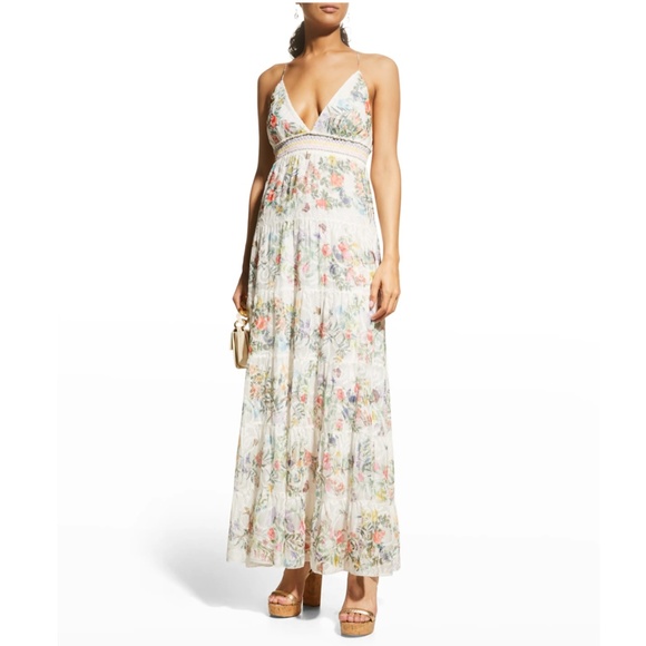 NWT $595 ALICE + OLIVIA Karolina Floral Embroidered Tiered Maxi Dress! - Picture 2 of 6